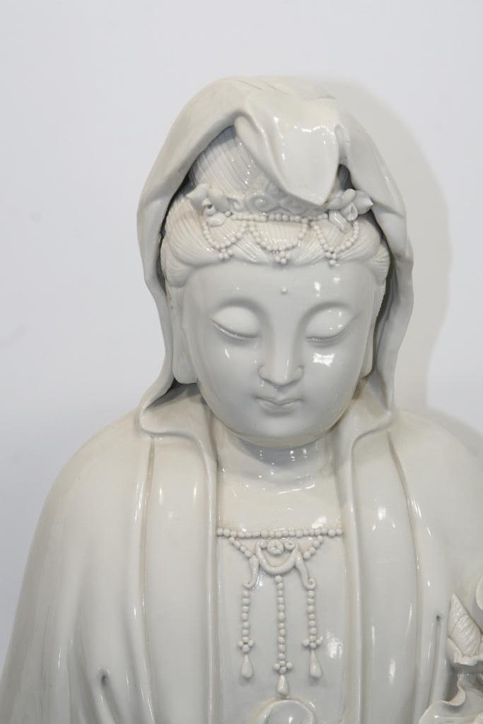 Gautama Buddha Seated in Flower Pedestal Statue Porcelain/Ceramic Approx 3 ft