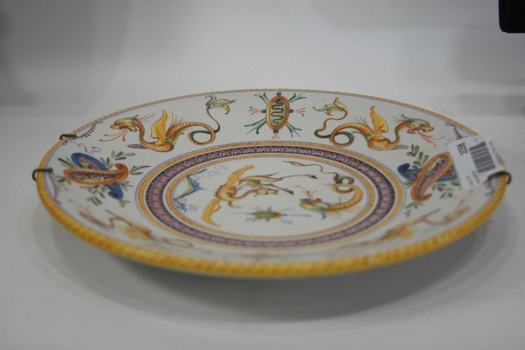 Rare Antique Cantagalli Plate Italian Hand Painted MAJOLICA FAIENCE,10 Inches