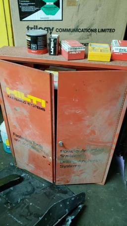 Hilti fastening cabinet with fasteners and all contents 27" wide 34" tall