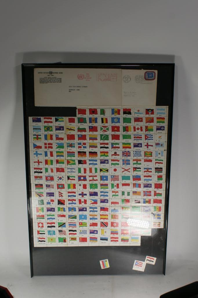 Framed Stamp Collection from various countries 16x25 "