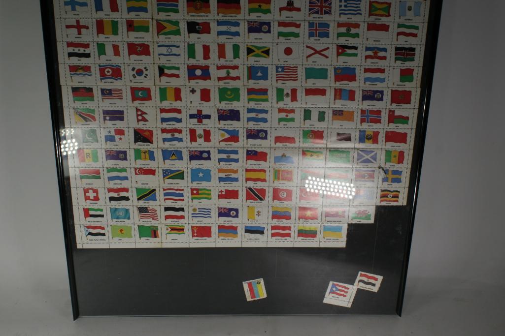 Framed Stamp Collection from various countries 16x25 "