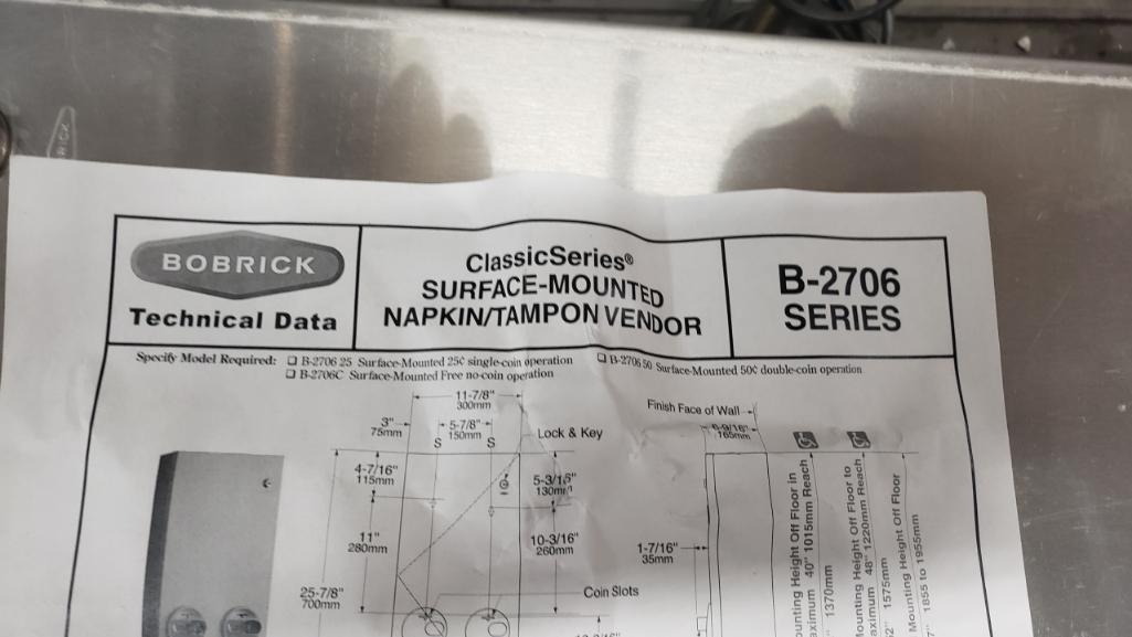 Sanitary Female Napkin Dispensers 16 Units Borrick b-2706 looks NIB