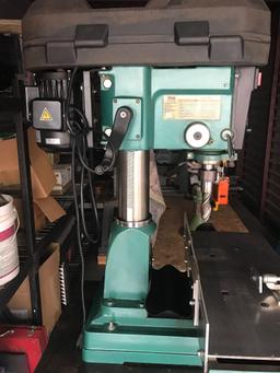 Grizzly Industrial Drill Press on Rolling Cart 15 Bits 110/220v 2HP Works see video.