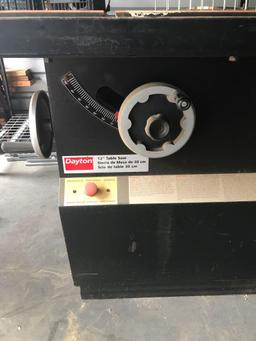 Dayton 12 Inch Table Saw Model 3Z997D 220v 1ph 5hp Powers on