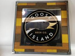 Goose Island Bar Co. Framed Glass Bar Sign 21in Tall 2ft Wide