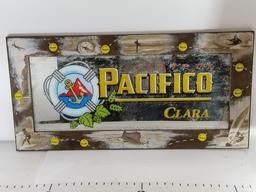 Pacifico Cerveza Clara Wooden Framed Bar Glass Artwork 16in Tall l4ft Wide