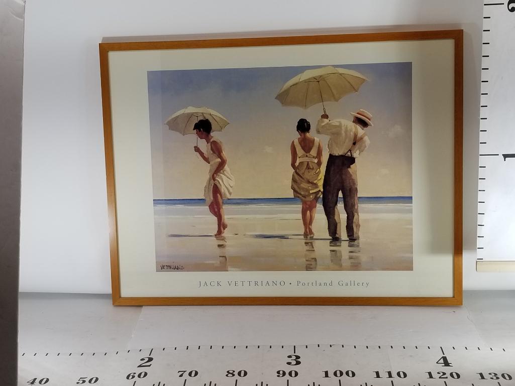 Jack Vettriano Signed Portland Gallery Framed Art Signed 21in Tall 44in Wide