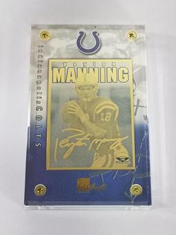 1998 NFL 24K Gold Metal Peyton Manning Rookie Card Limited Edition Number 388 of 750