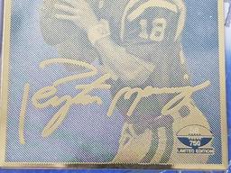1998 NFL 24K Gold Metal Collectible Peyton Manning Rookie Card Limited Edition Number 58 of 750