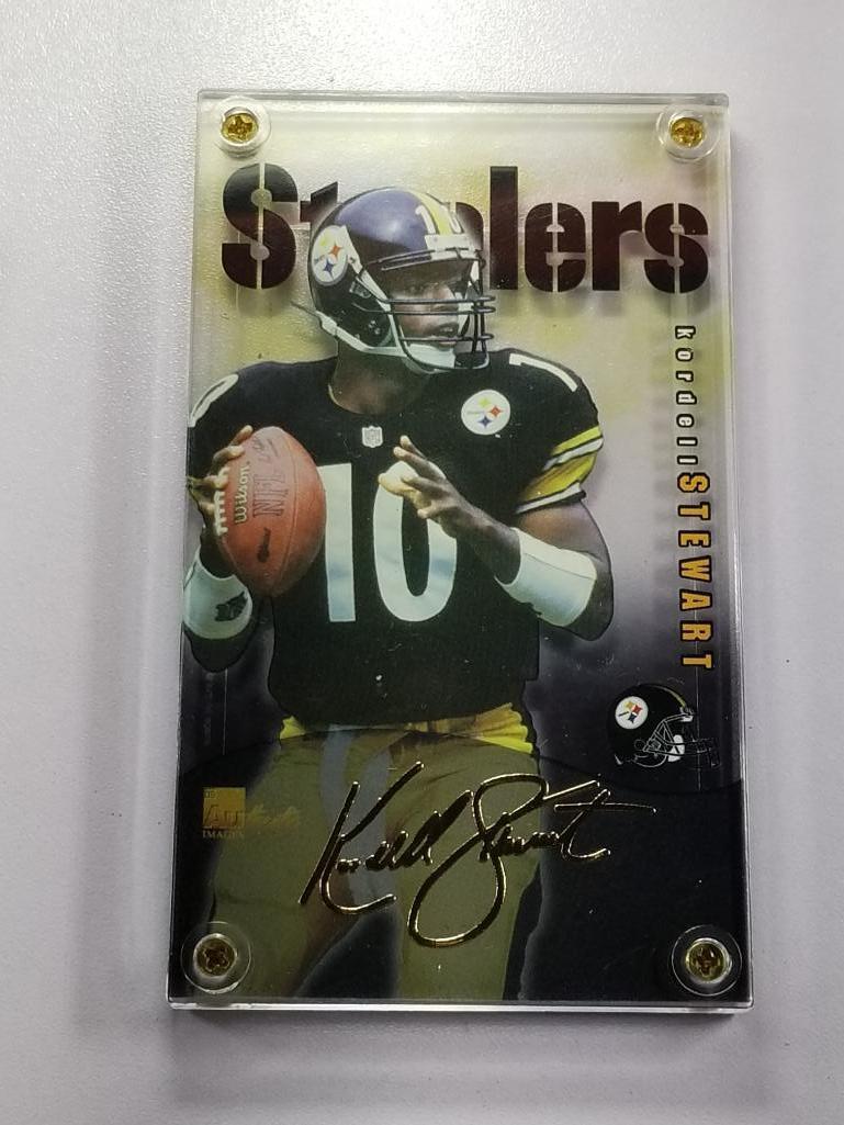 1998 NFL Kordell Stewart 24K Gold Metal and 24k Signature Collectible 2 Card Limited Edition Set