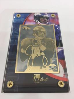 2000 NFL John Elway 2x SB and 2x MVP 24k Gold Metal Card Limited Edition #2217/10000 w/ COA