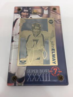 NFL Super Bowl MVP John Elway 24k Gold Metal Card Limited Edition 368/1999 w/ CoA