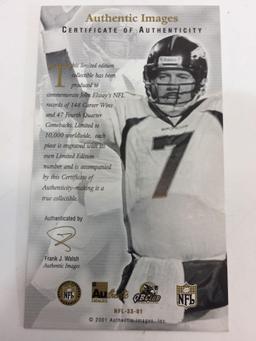 NFL Super Bowl MVP John Elway 24k Gold Metal Card Limited Edition 368/1999 w/ CoA