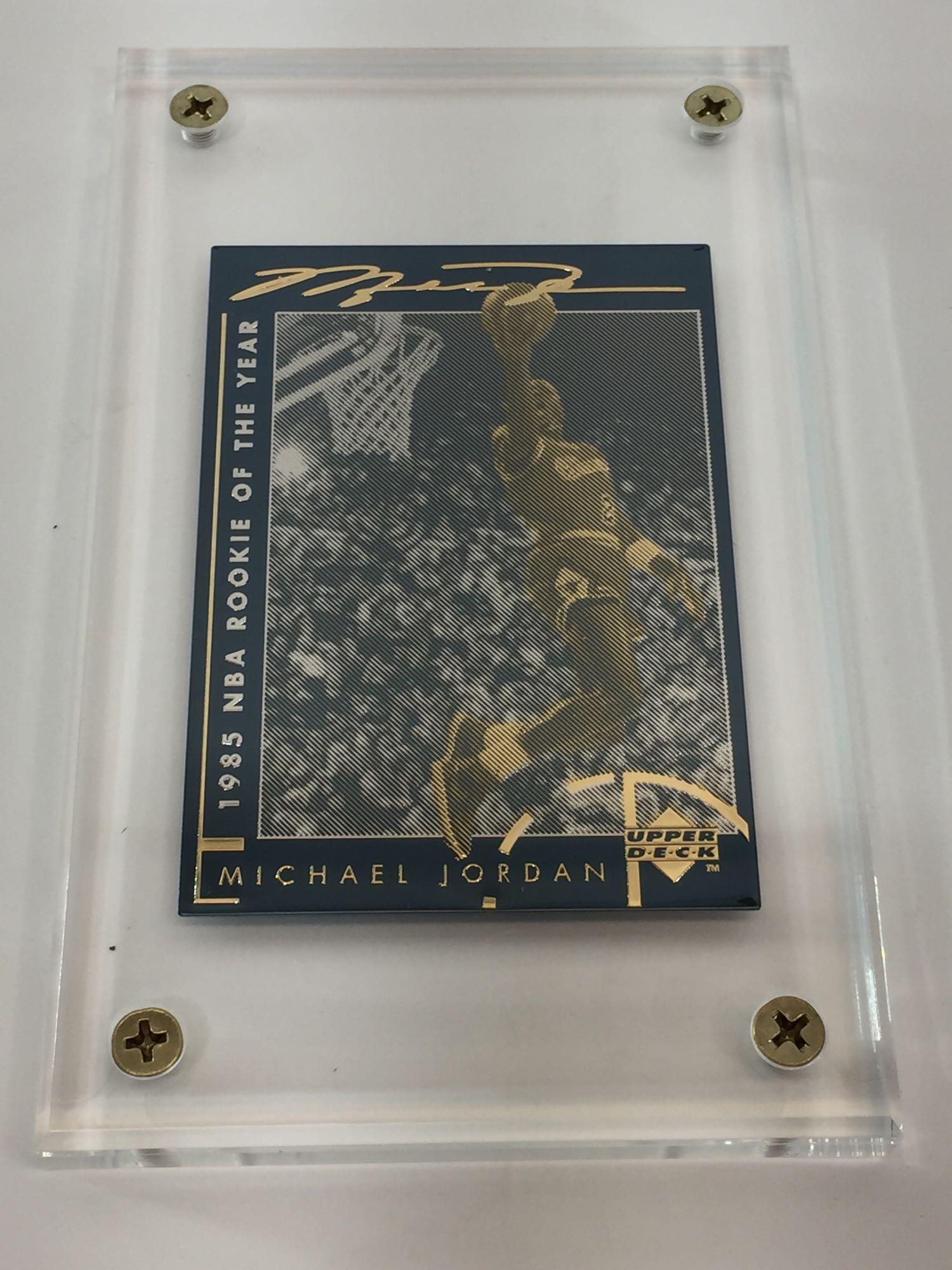 NBA Michael Jordan Career & 1985 RoY Gold 2-Card Production Proof Set