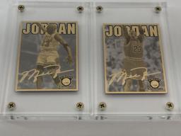 NBA Michael Jordan Dunking & Shooting 24K Gold 2-Card Production Proof Set