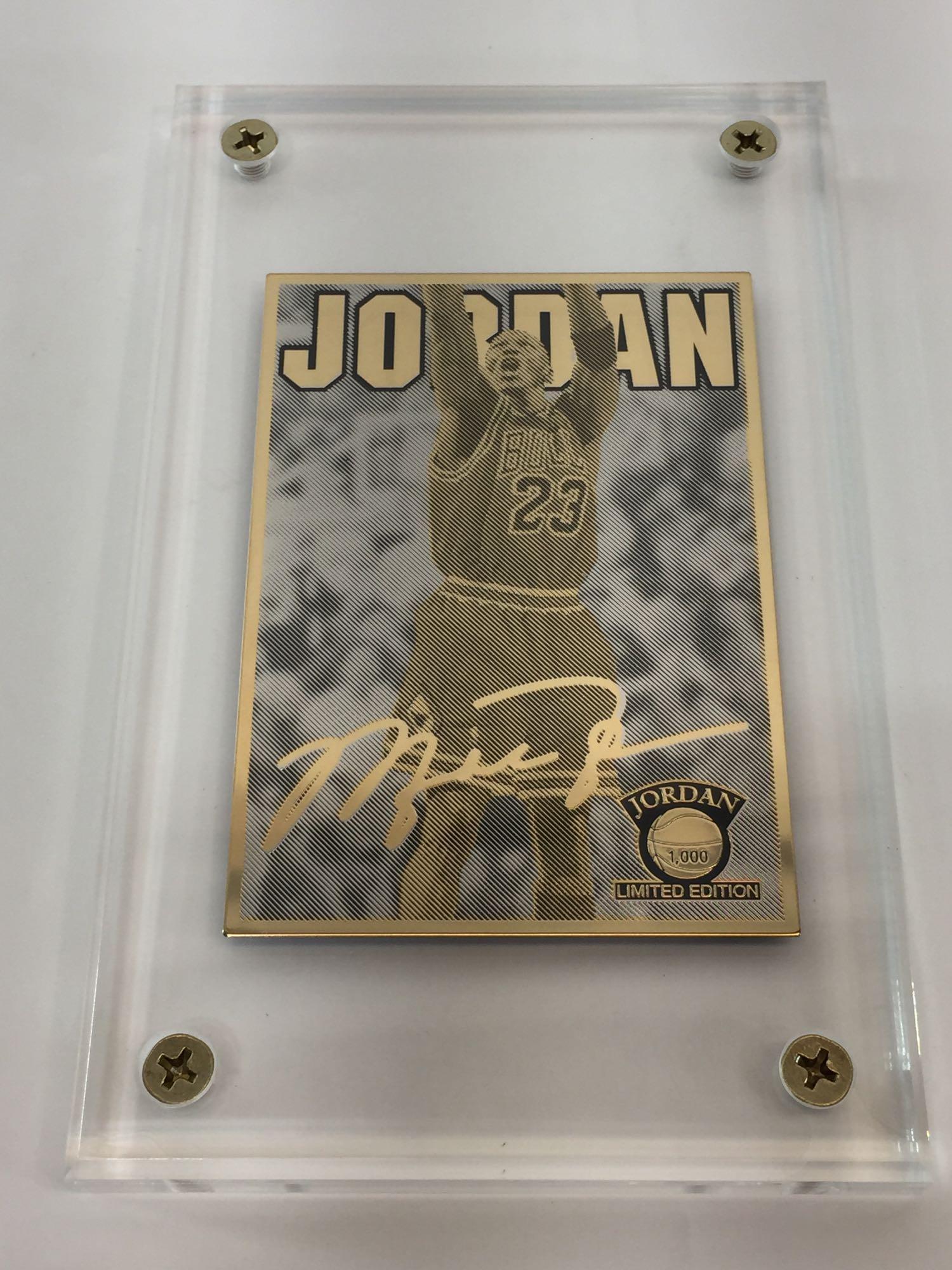 NBA Michael Jordan Dunking & Shooting 24K Gold 2-Card Production Proof Set