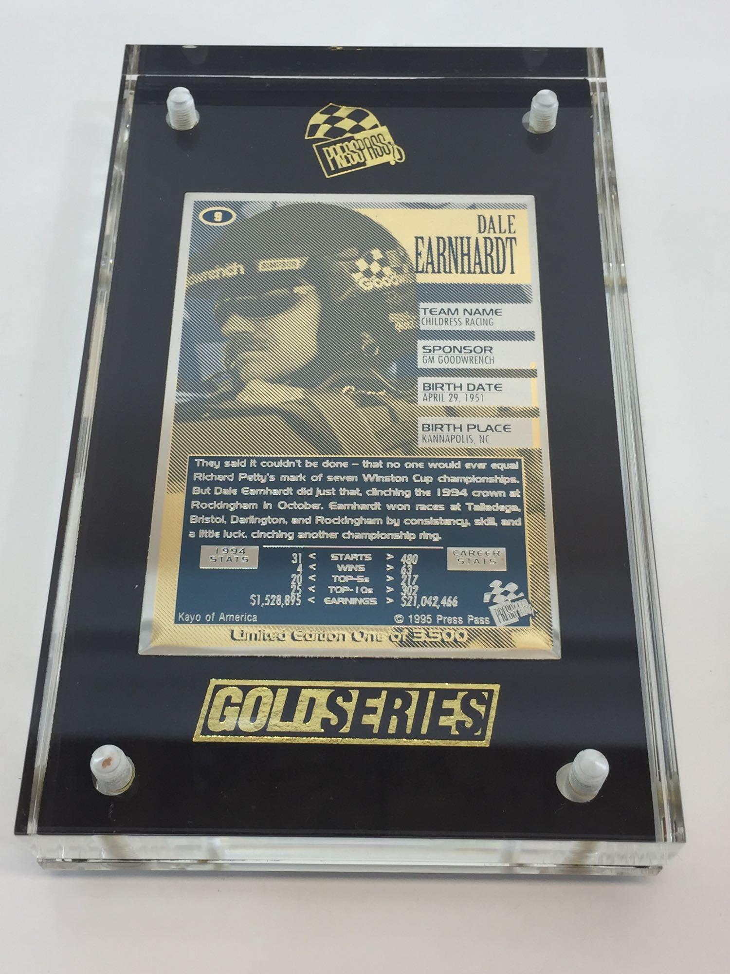 1995 Press Pass NASCAR Dale Earnhardt & Jeff Gordon 24k Gold Metal 2-Card Matched Set -LE 15