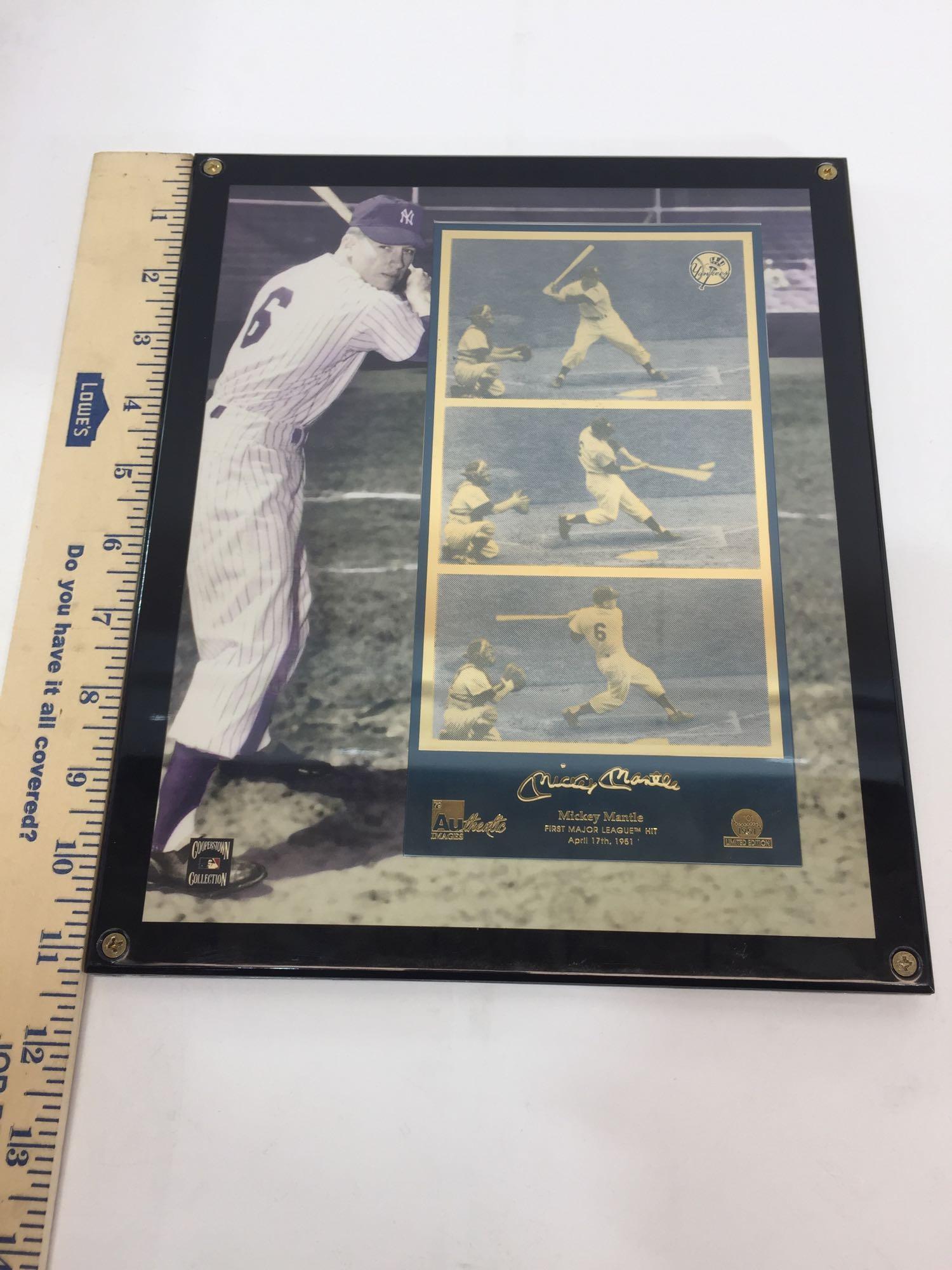 1998 MLB Mickey Mantle (1st Hit) MATCHING 24k Gold Metal & 24k Gold Signature Gallery Piece-LE #101