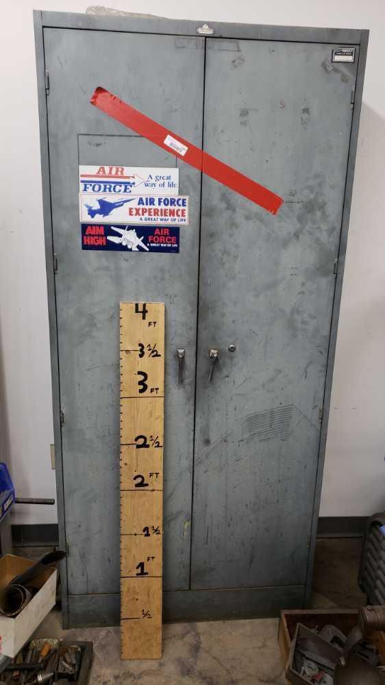 78in tall locking cabinet no key 36in wide 18in deep Location: Rear Shop