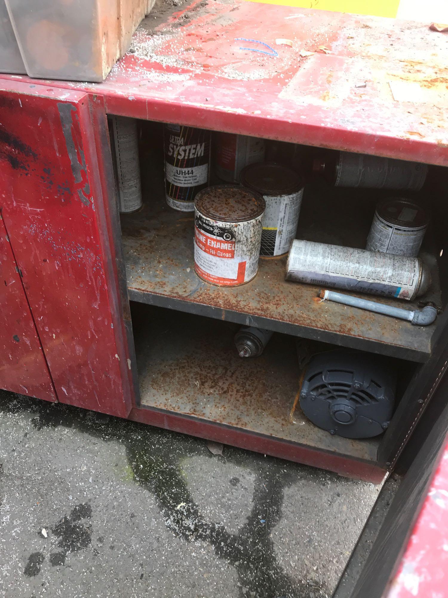 Metal Snap On Storage Two Door Cabinet with Contents Location: Rear Lot