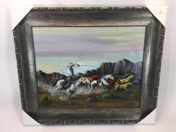 Framed Western Themed Painting - Buck - 22in x 26in