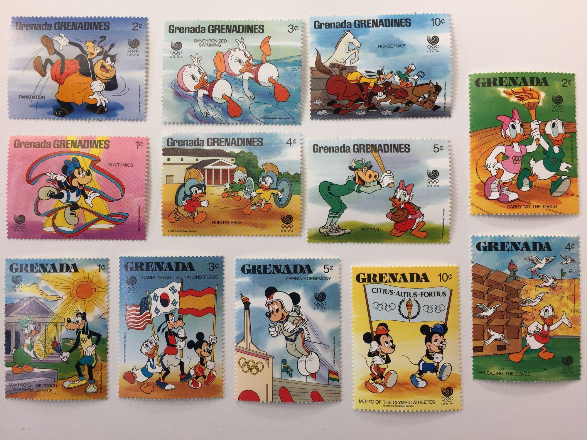 Collection of Foreign Disney Stamps 1986-1989