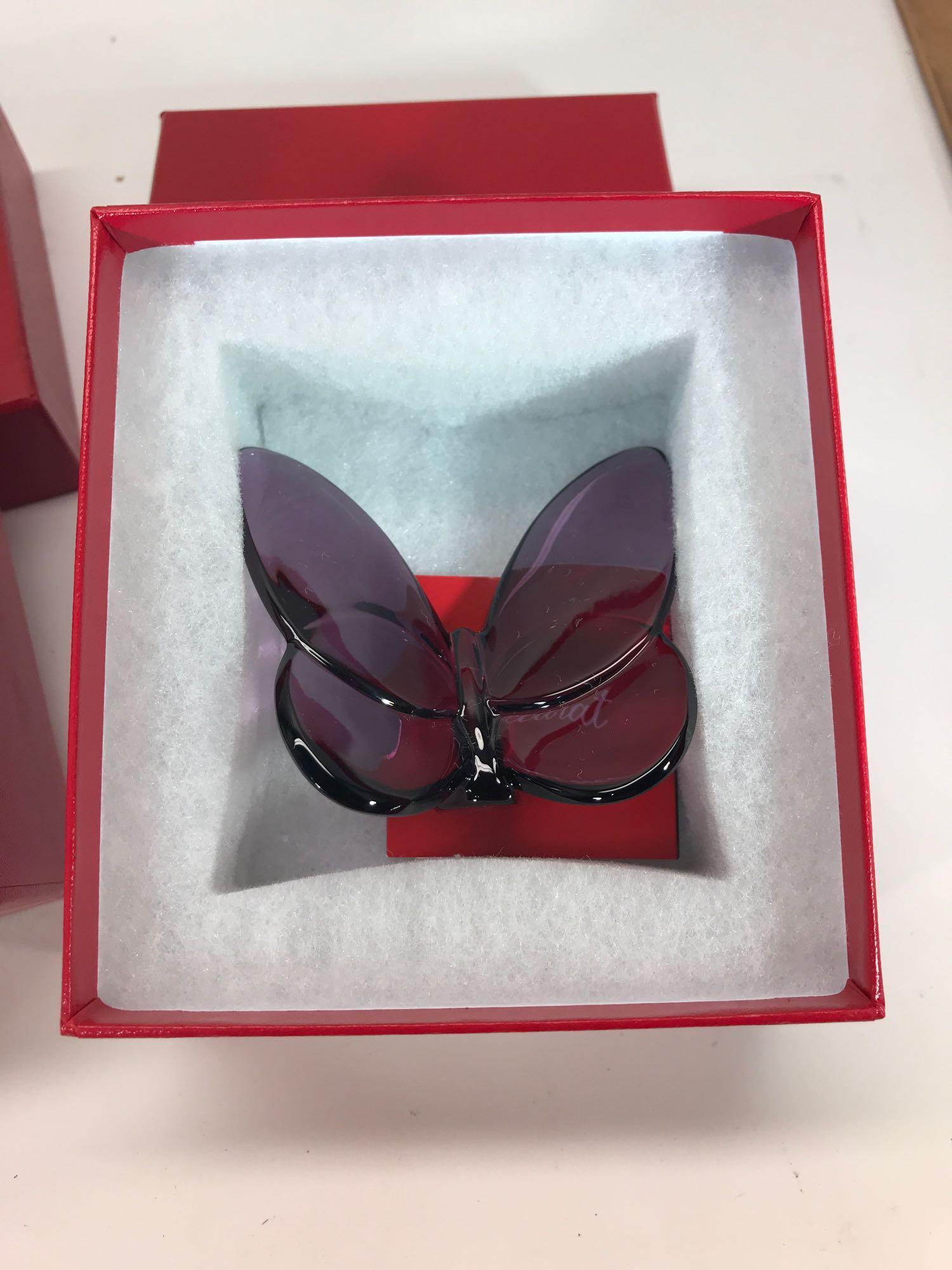 Baccarat France Glass Butterfly 2 Units