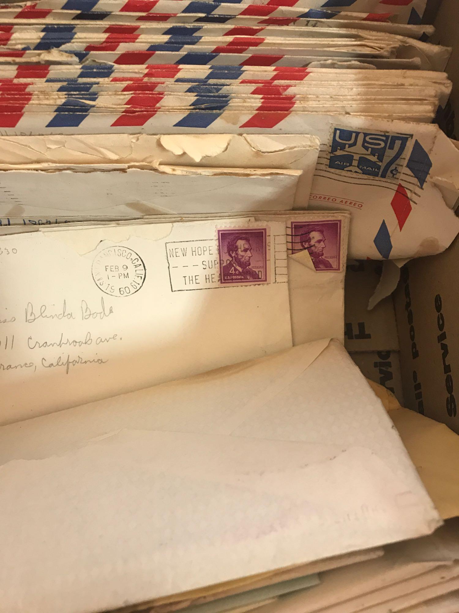 Box Full of Letters With Stamps 1950s-1960s