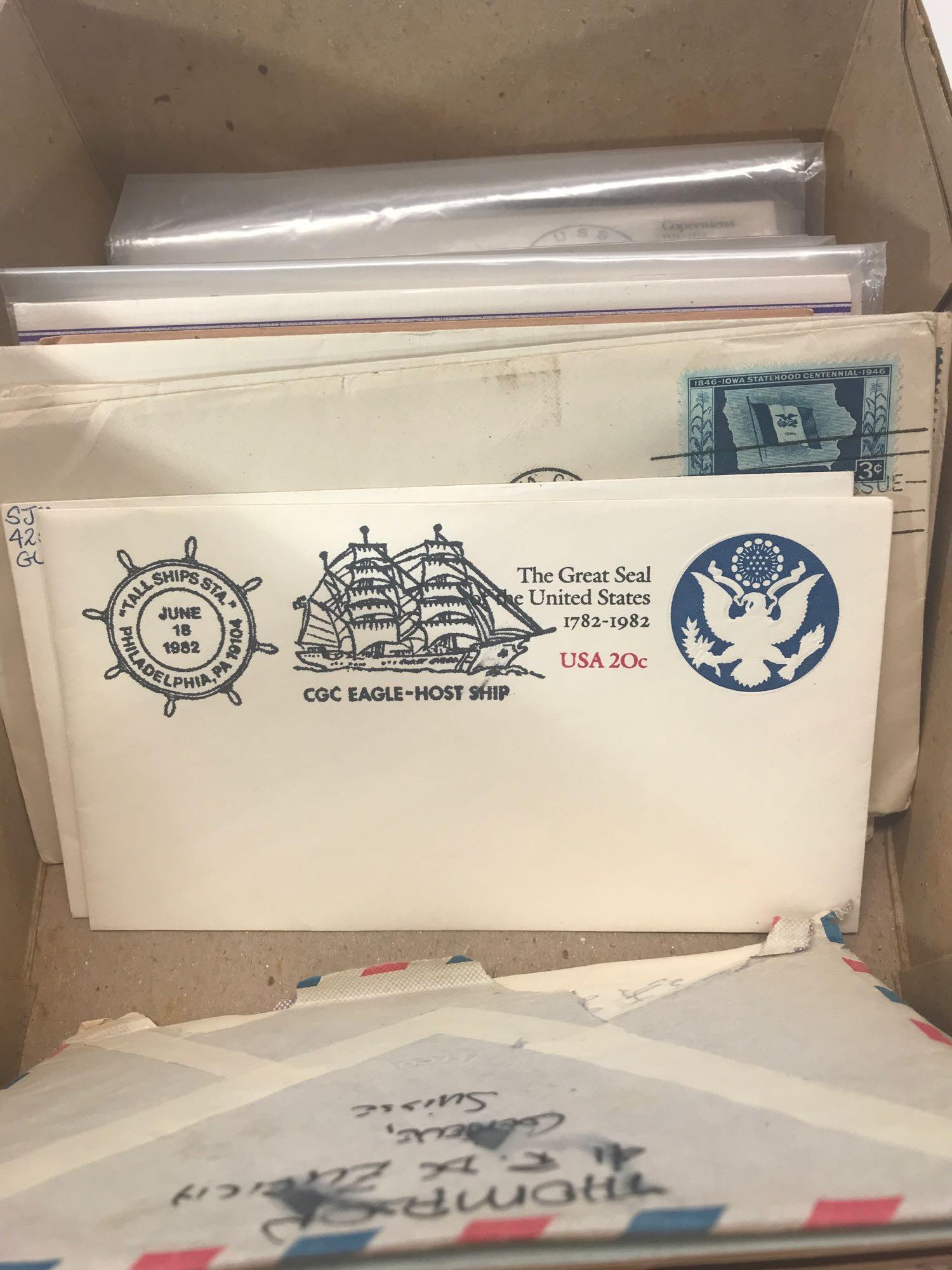 Box Of Letters With Stamps 1950s-1990s