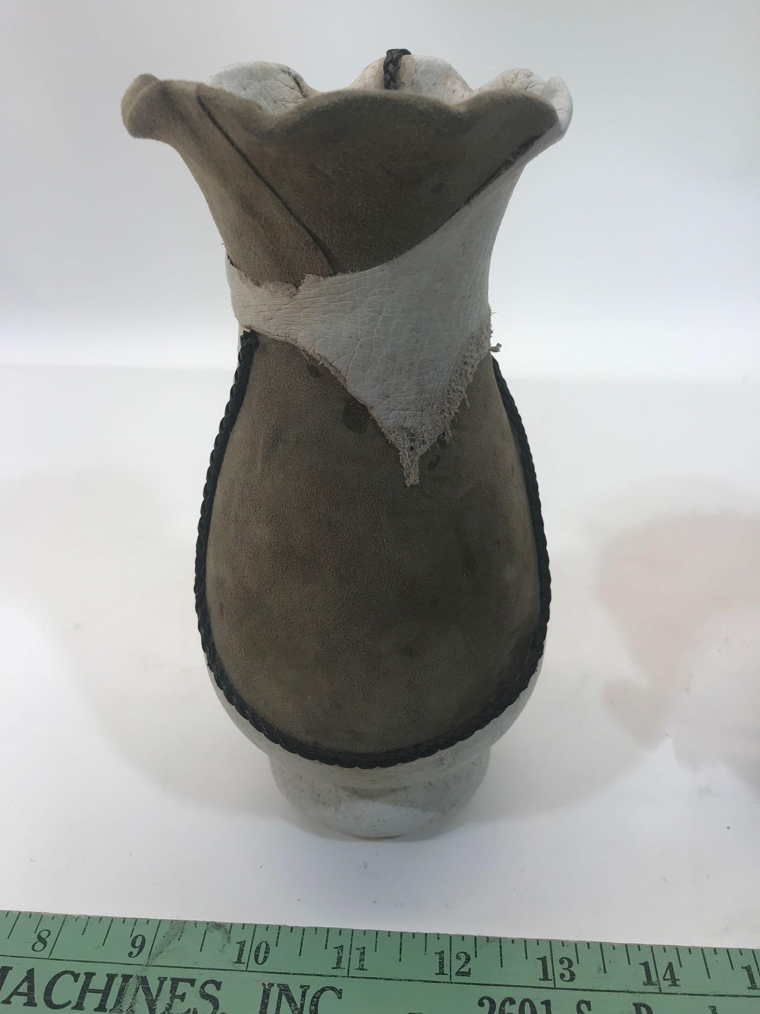 Western Crock Leather Hide Vase 2 Units