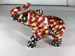 Ceramic American flag elephant 9 inches long