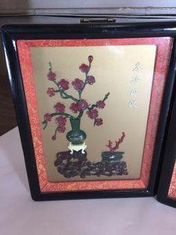 Lot of 3 East Asian Shadowboxes 8x11in