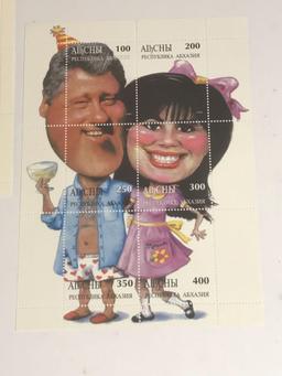 Foreign Stamp Blocks Bill Clinton Monica Lewinsky 4 Units