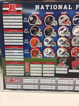 Framed NFL Whiteboard Win/Loss Tracker w/ Movable Team Magnets 32x17in