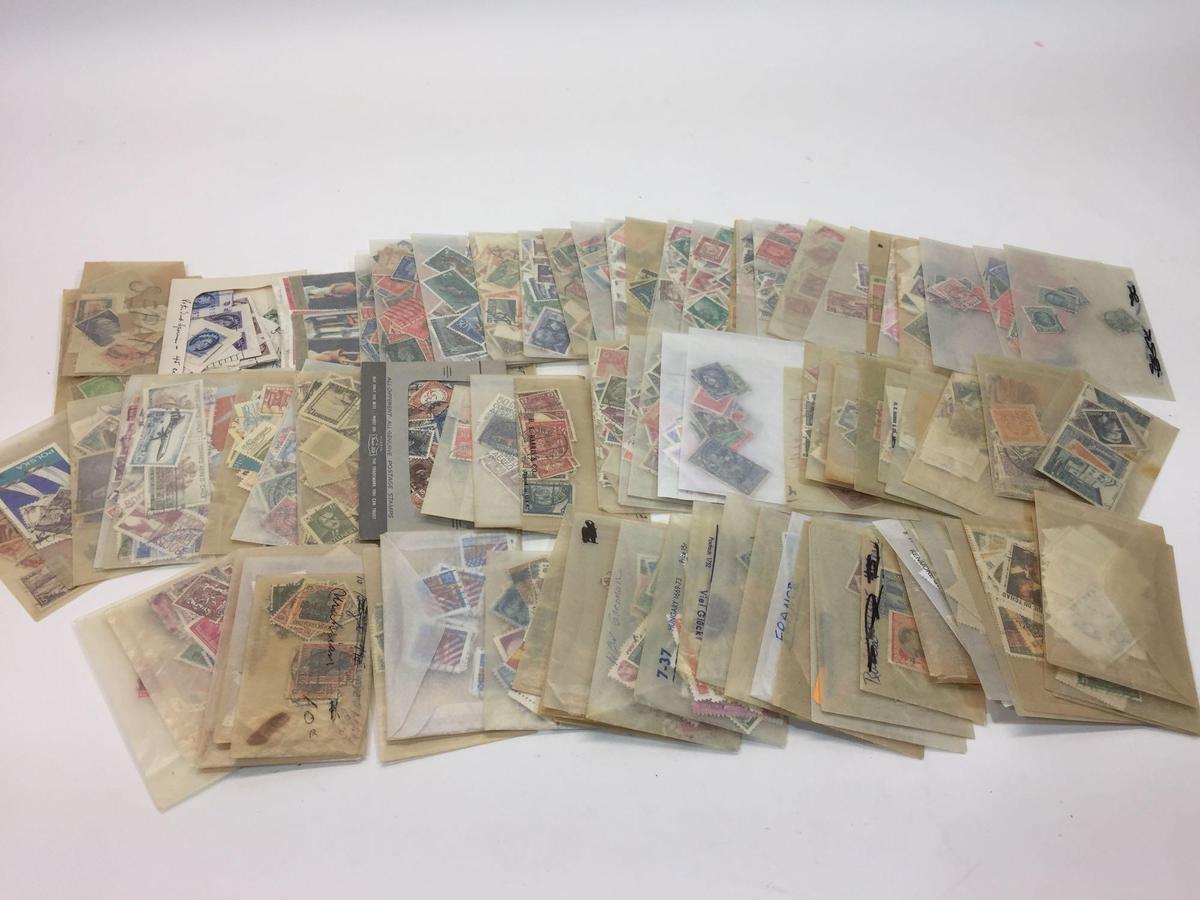 Box of Hundreds of Foreign & Domestic Stamps