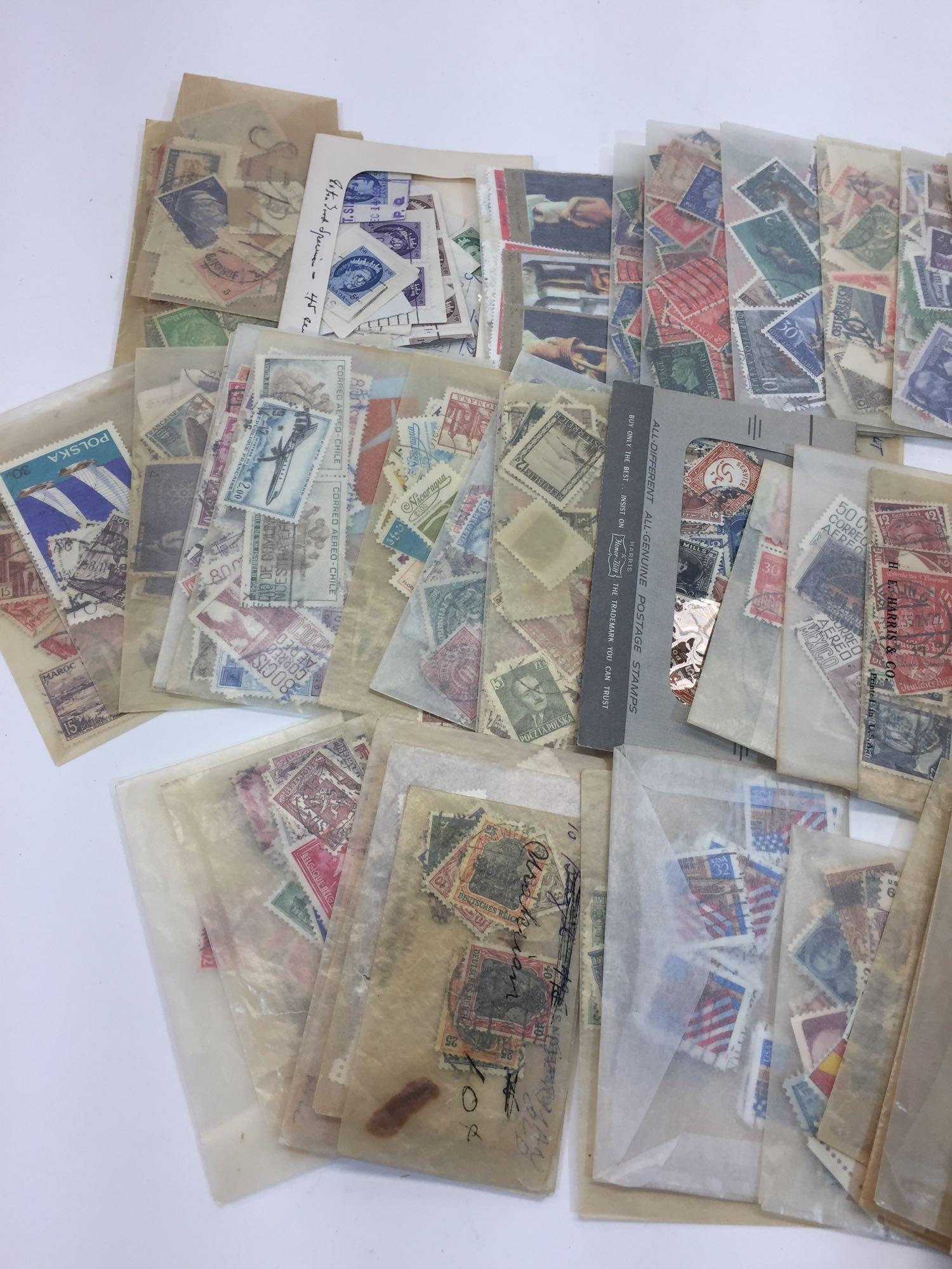 Box of Hundreds of Foreign & Domestic Stamps