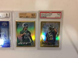 Lot of 5 NFL Cards - Signed Says Greg Robinson, Dick Stockton, Trevor Siemian, Marques Colston