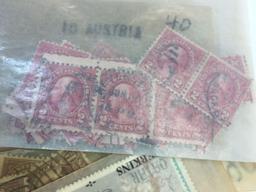 Lot of Dozens of Foreign and Domestic Stamps