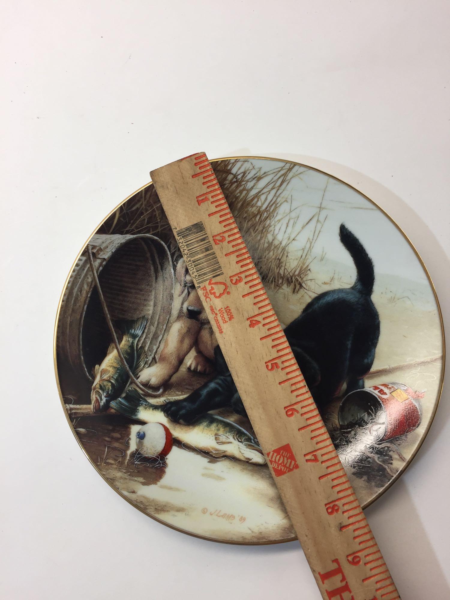 Set of 2 Limited Edition Ceramic Plates 8.5in Wide - The Bass Masters & Wide Retriever by Jim Lamb