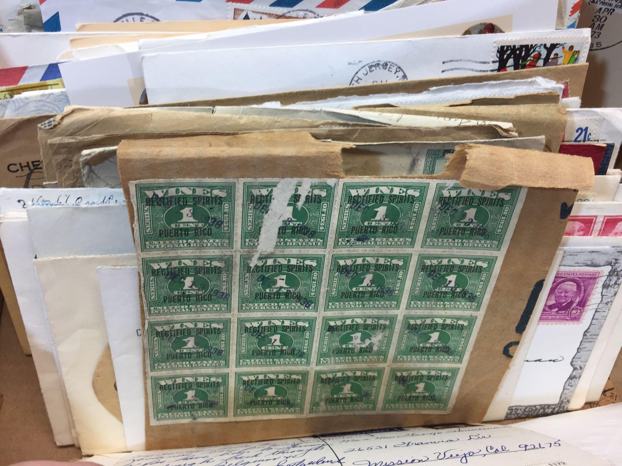 Collection of Stamps, Letters, Envelopes, etc