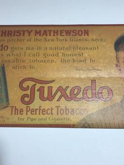 Christy Mathewson Tuxedo Tobacco Advertising Cardboard Sign C.1910