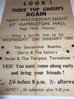 The Beatles January 1961 Paper Advertising Poster