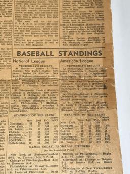 July 5th 1939 Newspaper Lou Gehrig Retirement