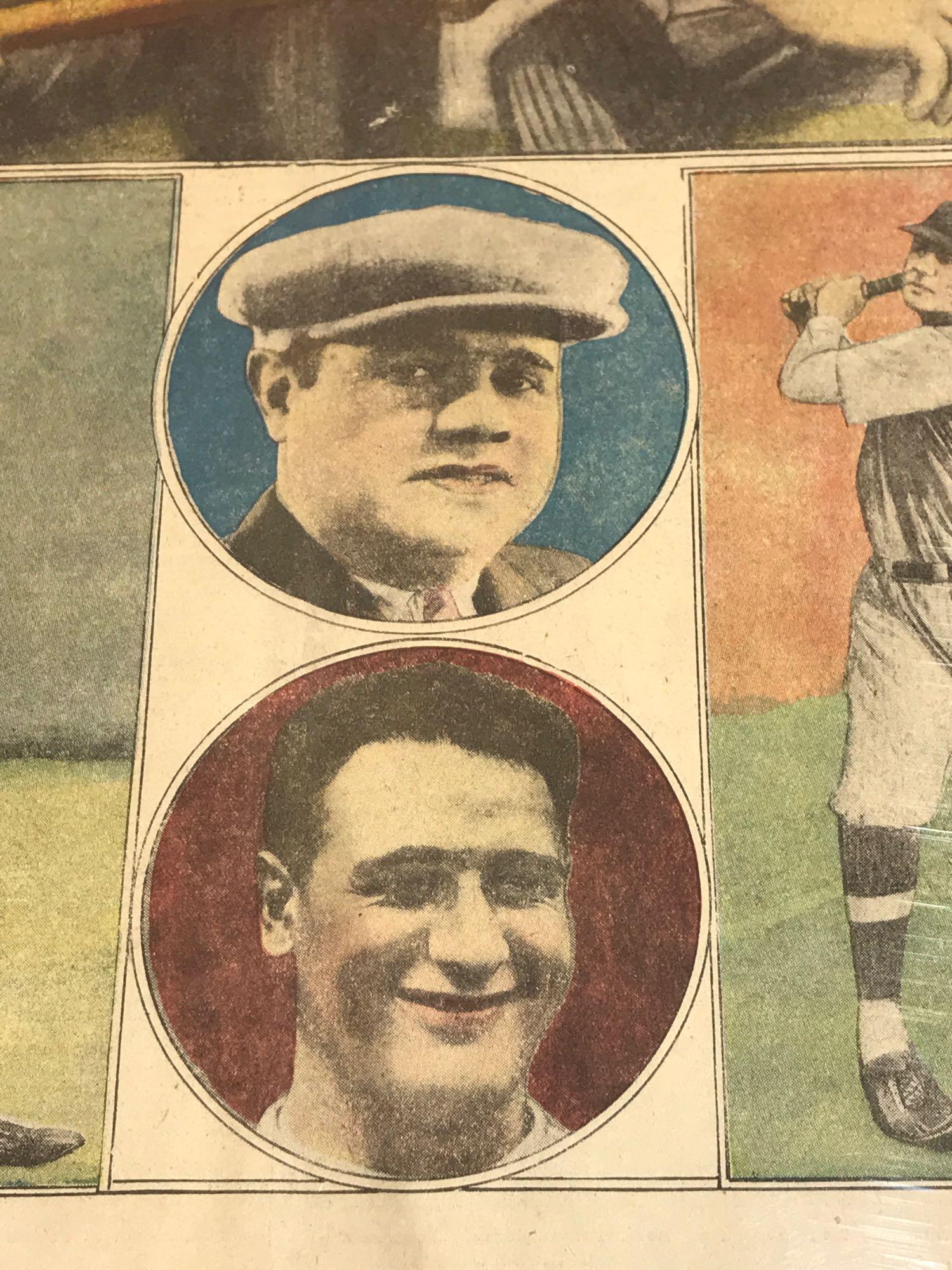 1927 Newspaper Babe Ruth Lou Gehrig Home Run Race Framed