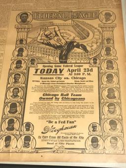 1914 Newspaper Opening Game Federal League Chicago