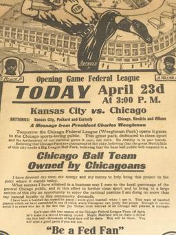 1914 Newspaper Opening Game Federal League Chicago