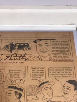 1933 Newspaper Babe Ruth Free Plymouth Sedan Framed