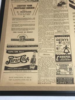 1940 Newspaper Ad Superman Framed