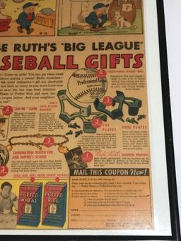 1935 Newspaper Comic Strip Babe Ruth Baseball Gifts Framed