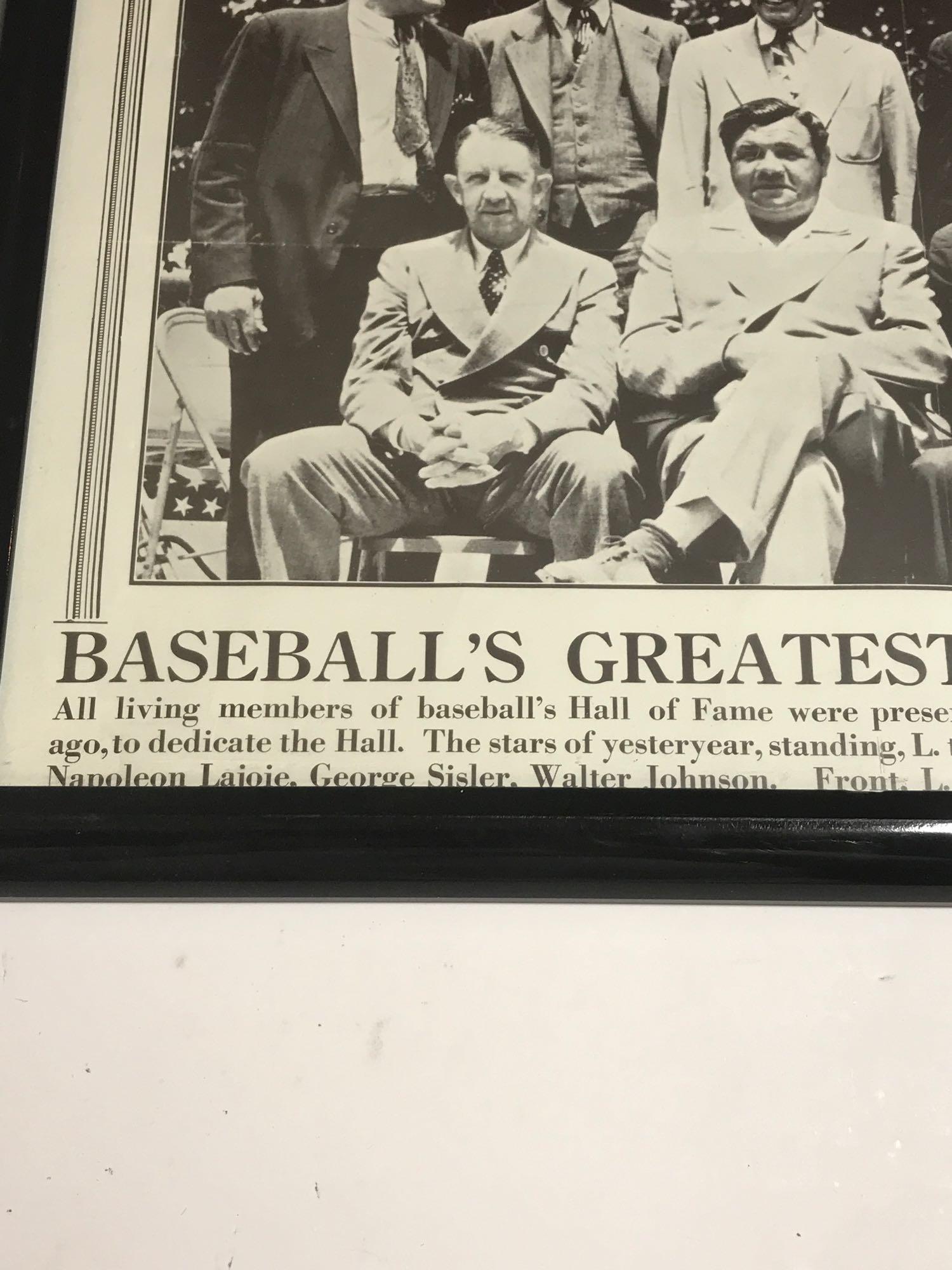 Baseballs 100th Birthday Photo Of 10 Hall Of Famers Framed 1939